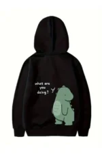 Sevgililer Günü Özel Unisex Kapüşonlu Baskılı Oversize Sweatshirt - Siyah