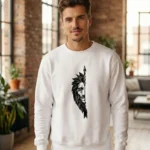 Sevgililer Günü Özel Bisiklet Yaka Aslan Baskılı Oversize Sweatshirt - Beyaz