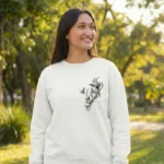 Sevgililer Günü Özel Bisiklet Yaka Baskılı Oversize Sweatshirt - Beyaz