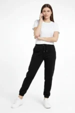 Jogger Eşofman Altı Rahat Kalıp, Cepli, Lastikli Paça, Günlük Spor Pantolon - Siyah - Görsel 2