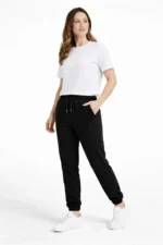 Jogger Eşofman Altı Rahat Kalıp, Cepli, Lastikli Paça, Günlük Spor Pantolon - Siyah - Görsel 3