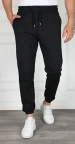 Erkek Jogger Eşofman Altı Rahat Kalıp, Cepli, Lastikli Paça, Günlük Spor Pantolon - Siyah