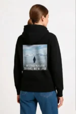Oversize Hoodie - Sırt Baskılı Survivor Penguin Temalı, Felsefi Yazılı Kapüşonlu Sweatshirt - Siyah