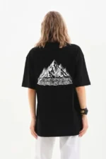 Nihilist Penguen Temalı Oversize Bisiklet Yaka Tişört - Siyah - Görsel 2