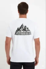 Erkek Nihilist Penguen Temalı Oversize Bisiklet Yaka Tişört - Beyaz