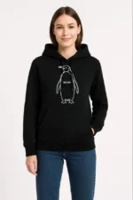 Nihilist Penguen Özel Tasarım Oversize Kapüşonlu Sweatshirt - Siyah