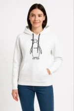 Nihilist Penguen Özel Tasarım Oversize Kapüşonlu Sweatshirt - Beyaz - Görsel 2