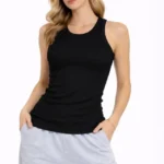 Fitilli Atlet Sıfır Yaka Slim Fit Arka Baskılı Spor Atlet - Siyah