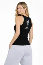 Fitilli Atlet Sıfır Yaka Slim Fit Arka Baskılı Spor Atlet - Siyah - Görsel 2