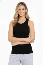 Fitilli Atlet Sıfır Yaka Slim Fit Arka Baskılı Spor Atlet - Siyah - Görsel 4