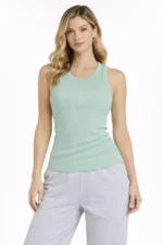 Fitilli Atlet Sıfır Yaka Slim Fit Arka Baskılı Spor Atlet - Mint Yeşili - Görsel 4