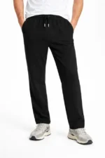 Erkek Düz Paça Beli Lastikli İpli Günlük Spor Eşofman Altı Rahat Fit - Siyah - Görsel 2