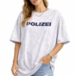 Asit Yıkamalı Oversize Tişört ön Ve Arkası Baskılı %100 Pamuk Street Style T-Shirt - Beyaz
