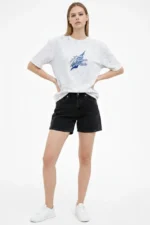 Asit Yıkamalı Oversize Tişört Future Worlds Baskılı Bisiklet Yaka Kısa Kollu Streetwear %100 Pamuk Street Style T-Shirt - Beyaz - Görsel 3