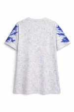 Erkek Asit Yıkamalı Oversize Tişört Mavi Kelebek Baskılı Dijital Print Bisiklet Yaka Streetwear T-Shirt - Beyaz - Görsel 2