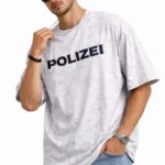 Erkek Asit Yıkamalı Oversize Tişört ön Ve Arkası Baskılı %100 Pamuk Street Style T-Shirt - Beyaz