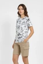 Beyaz Dinozor Desenli Tişört – Regular Kalıp, Bisiklet Yaka, Dijital Baskılı Pamuklu T-Shirt - Beyaz - Görsel 3