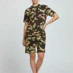 Kamuflaj Desenli Tişört Şort Takım – Günlük Rahat Kesim Yazlık 2’li Kombin - Kamuflaj