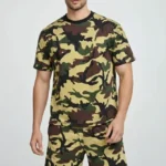 Erkek Kamuflaj Desenli Tişört Şort Takım – Regular Fit Günlük Spor 2’li Yazlık Kombin - Kamuflaj