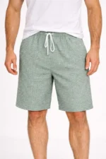 Erkek Pötikareli Şort – Beli Lastikli Bağcıklı, Cepli, Rahat Kesim Günlük Yazlık Şort - Mint Yeşili - Görsel 4