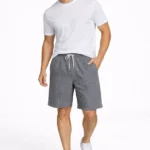 Erkek Pötikareli Şort – Beli Lastikli Bağcıklı, Cepli, Rahat Kesim Günlük Yazlık Şort - Füme