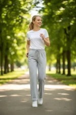 Düz Paça Beli Lastikli İpli Günlük Spor Eşofman Altı Rahat Fit - Gri - Görsel 3