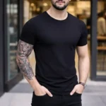 Erkek T-Shirt Bisiklet Yaka Slim Fit Dar Kesim Likralı Tişört Günlük Basic Body - Siyah