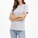 Bisiklet Yaka Tişört  Regular Kalıp Basic Pamuklu  Günlük Kullanım  T-shirt - Gri