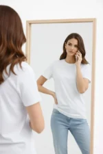 Bisiklet Yaka Tişört Regular Kalıp Basic Pamuklu Günlük Kullanım T-shirt - Beyaz - Görsel 2