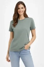 Bisiklet Yaka Tişört Regular Kalıp Basic Pamuklu Günlük Kullanım T-shirt - Mint Yeşili - Görsel 3