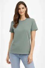 Bisiklet Yaka Tişört Regular Kalıp Basic Pamuklu Günlük Kullanım T-shirt - Mint Yeşili - Görsel 4