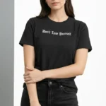 Wafıl Kumaş Tişört Regular Kalıp Bisiklet Yaka Baskılı Günlük Basic T-Shirt - Siyah