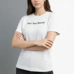 Wafıl Kumaş Tişört Regular Kalıp Bisiklet Yaka Baskılı Günlük Basic T-Shirt - Beyaz