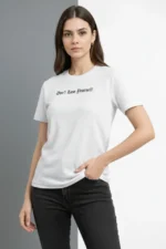 Wafıl Kumaş Tişört Regular Kalıp Bisiklet Yaka Baskılı Günlük Basic T-Shirt - Beyaz - Görsel 3