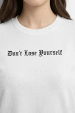 Wafıl Kumaş Tişört Regular Kalıp Bisiklet Yaka Baskılı Günlük Basic T-Shirt - Beyaz - Görsel 4