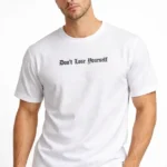 Erkek Wafıl Kumaş Tişört Regular Kalıp Bisiklet Yaka Baskılı Günlük Basic T-Shirt - Beyaz