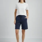 Dokuma Otoban Şort Beli Lastikli Bağcıklı, Cepli, Rahat Kesim Günlük Yazlık Şort - Lacivert