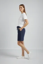 Dokuma Otoban Şort Beli Lastikli Bağcıklı, Cepli, Rahat Kesim Günlük Yazlık Şort - Lacivert - Görsel 2