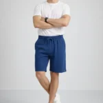 Erkek Otoban Dokuma Şort Beli Lastikli Bağcıklı, Cepli, Rahat Kesim Günlük Yazlık Şort - İndigo