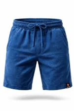 Erkek Otoban Dokuma Şort Beli Lastikli Bağcıklı, Cepli, Rahat Kesim Günlük Yazlık Şort - İndigo - Görsel 2