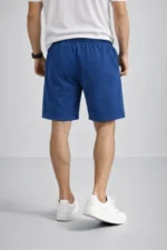 Erkek Otoban Dokuma Şort Beli Lastikli Bağcıklı, Cepli, Rahat Kesim Günlük Yazlık Şort - İndigo - Görsel 3