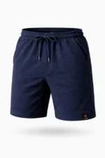 Erkek Otoban Dokuma Şort Beli Lastikli Bağcıklı, Cepli, Rahat Kesim Günlük Yazlık Şort - Lacivert - Görsel 2