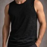Erkek Flamlı Kumaş Sıfır Kolsuz Atlet Basic Spor Üst, Günlük Ve Fitness Kullanımına Uygun - Siyah