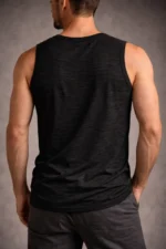 Erkek Flamlı Kumaş Sıfır Kolsuz Atlet Basic Spor Üst, Günlük Ve Fitness Kullanımına Uygun - Siyah - Görsel 2