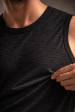 Erkek Flamlı Kumaş Sıfır Kolsuz Atlet Basic Spor Üst, Günlük Ve Fitness Kullanımına Uygun - Siyah - Görsel 4