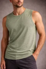 Erkek Flamlı Kumaş Sıfır Kolsuz Atlet Basic Spor Üst, Günlük Ve Fitness Kullanımına Uygun - Mint Yeşili - Görsel 3