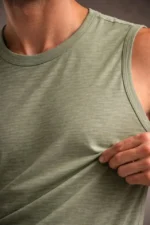 Erkek Flamlı Kumaş Sıfır Kolsuz Atlet Basic Spor Üst, Günlük Ve Fitness Kullanımına Uygun - Mint Yeşili - Görsel 4