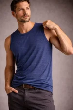 Erkek Flamlı Kumaş Sıfır Kolsuz Atlet Basic Spor Üst, Günlük Ve Fitness Kullanımına Uygun - İndigo