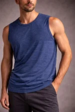 Erkek Flamlı Kumaş Sıfır Kolsuz Atlet Basic Spor Üst, Günlük Ve Fitness Kullanımına Uygun - İndigo - Görsel 3