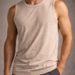 Erkek Flamlı Kumaş Sıfır Kolsuz Atlet Basic Spor Üst, Günlük Ve Fitness Kullanımına Uygun - Taş